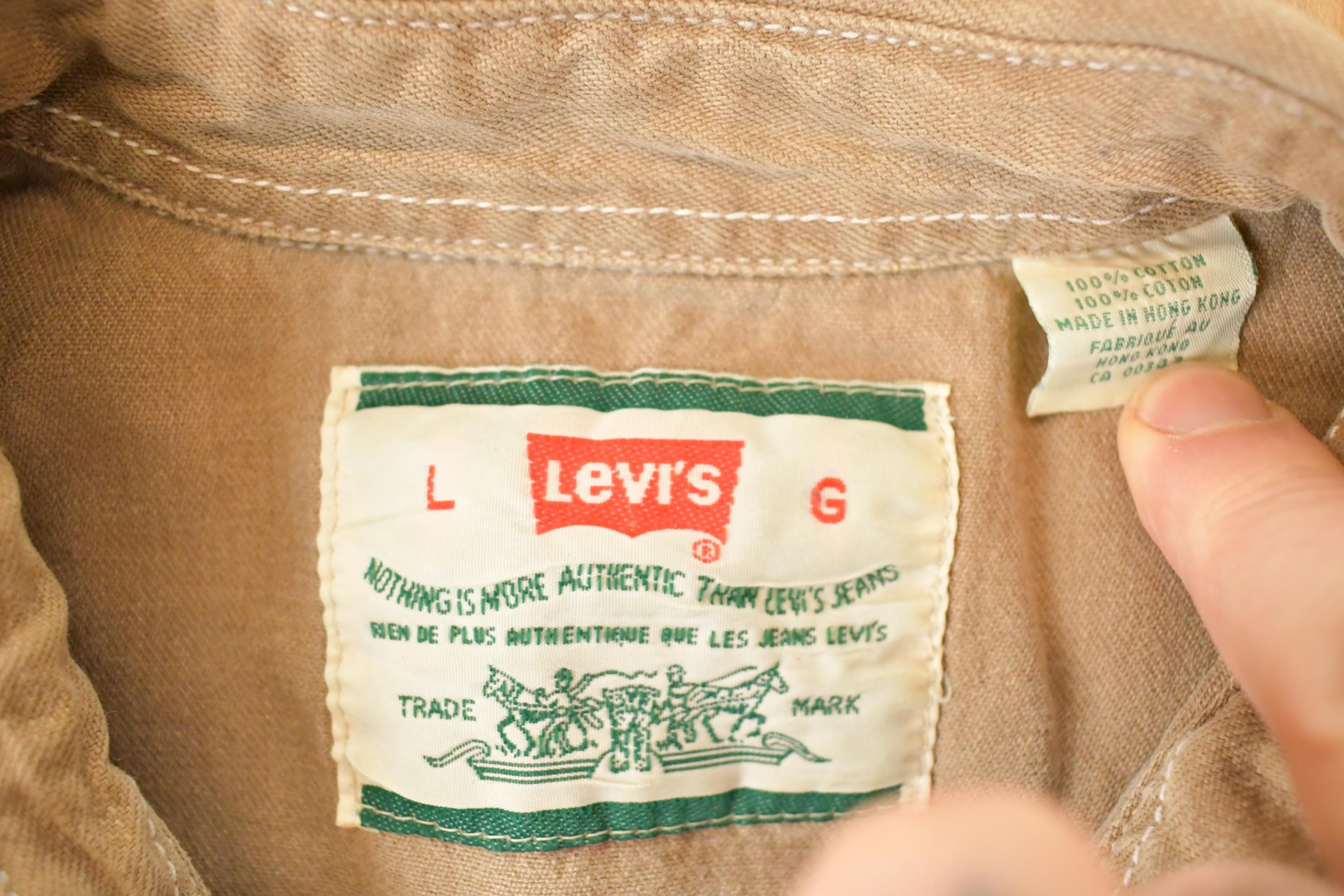 Vintage 1990s Tan Levis Button Up Shirt Men's L
