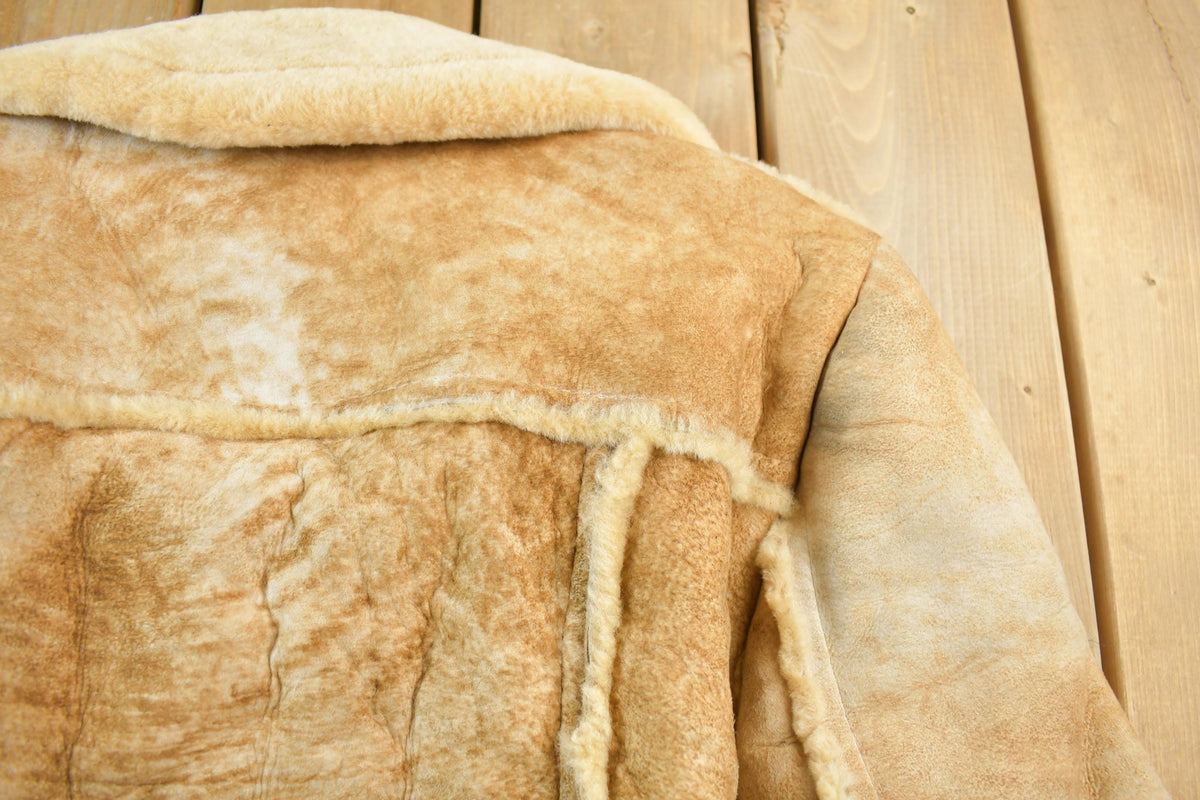 Vintage 1970s Cosa Nova Sherpa Lined Shearling Leather Jacket