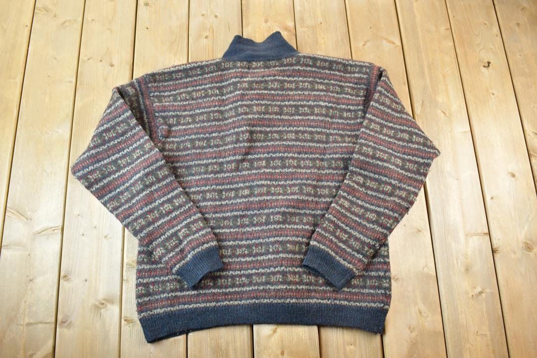 Vintage 1990s Alpin Wool Knit 3 BUtton Sweater