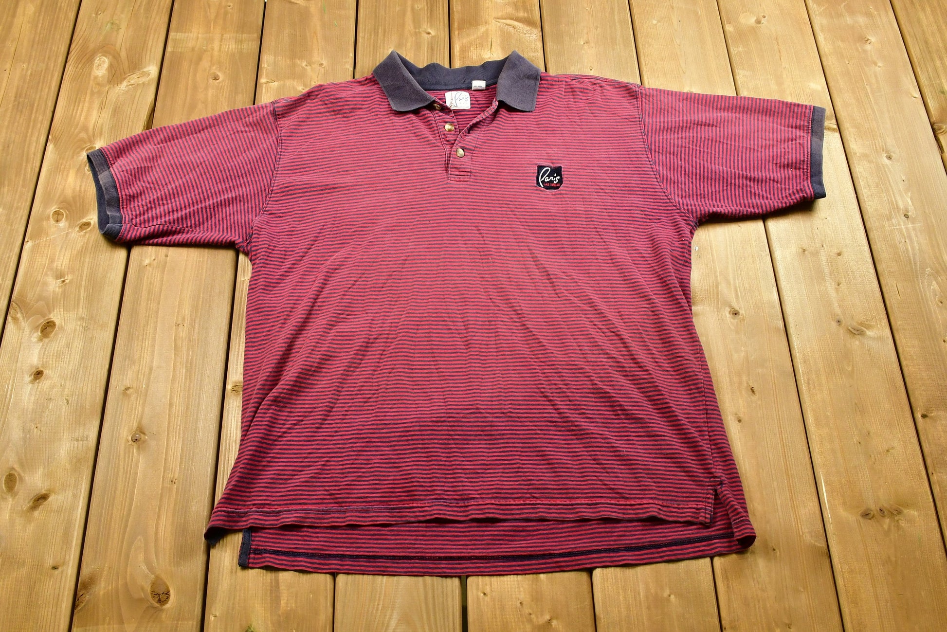 Vintage Striped Short Sleeve Polo Shirt