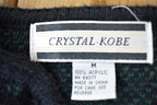 Vintage 1990s Crystal Kobe Knit Open Front Crewneck Sweater /