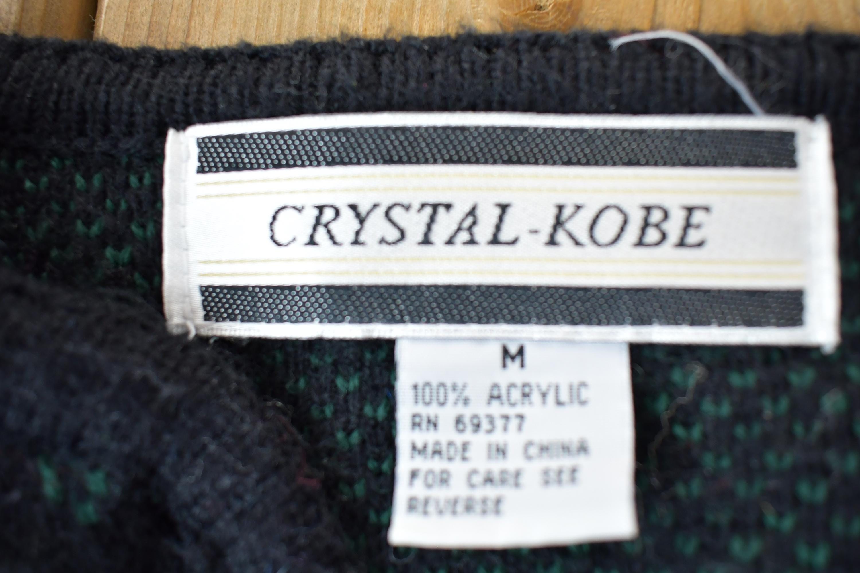 Vintage 1990s Crystal Kobe Knit Open Front Crewneck Sweater /