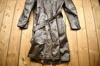 Vintage 1970s Full Length Brown Leather Trench Coat