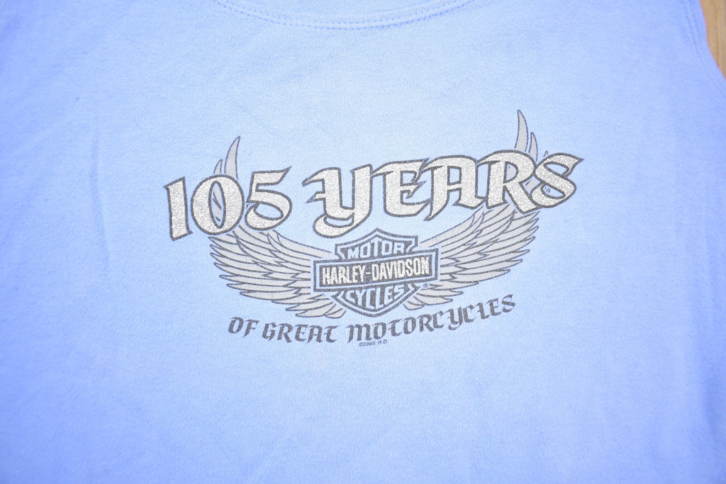 Vintage 1990 Blue Harley Davidson Womens Tank Top