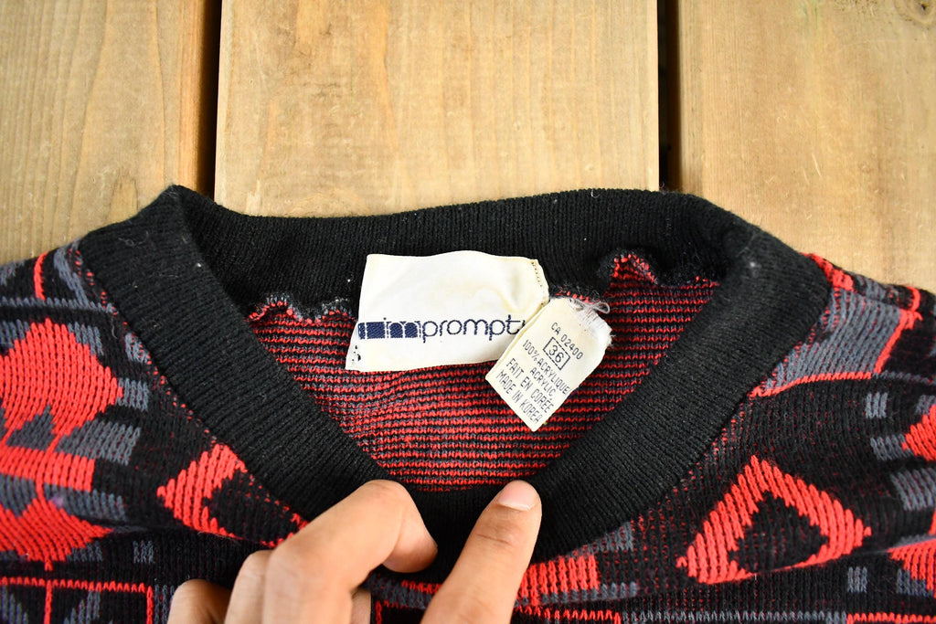 Vintage 1990s Abstract Pattern Knit Crewneck Sweater Men's Small /