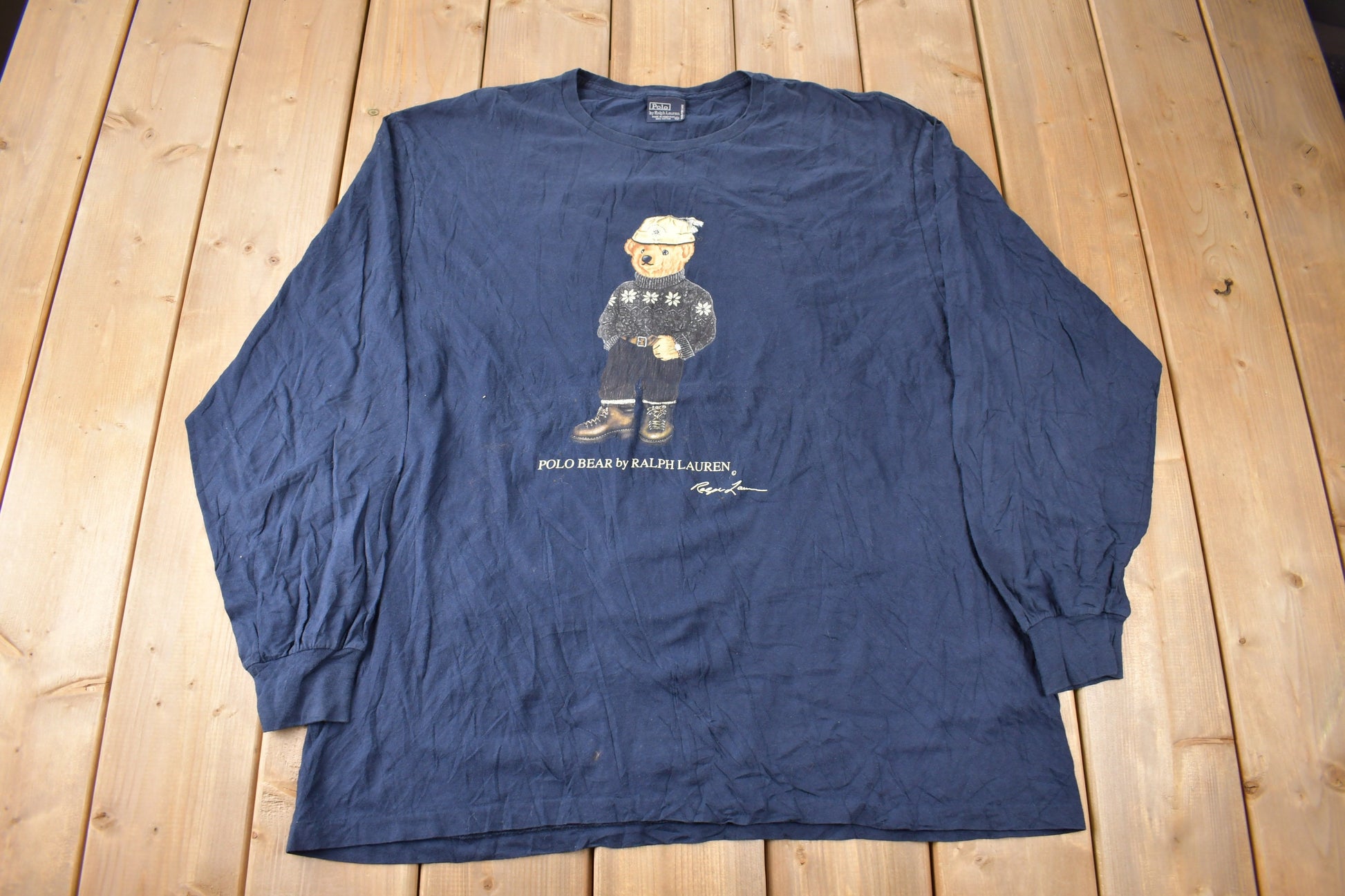 Vintage 1990s Polo Bear By Ralph Lauren Long Sleeve Graphic T Shirt Size XL