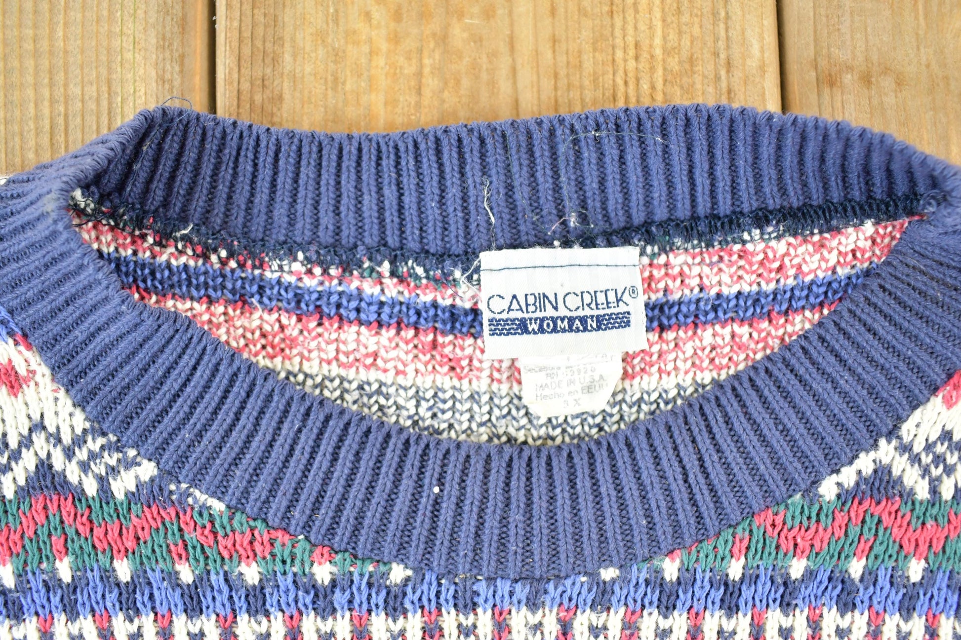 Vintage 1990s Cabin Creek Women's Knit Abstract Pattern Crewneck Sweater Womens XXL