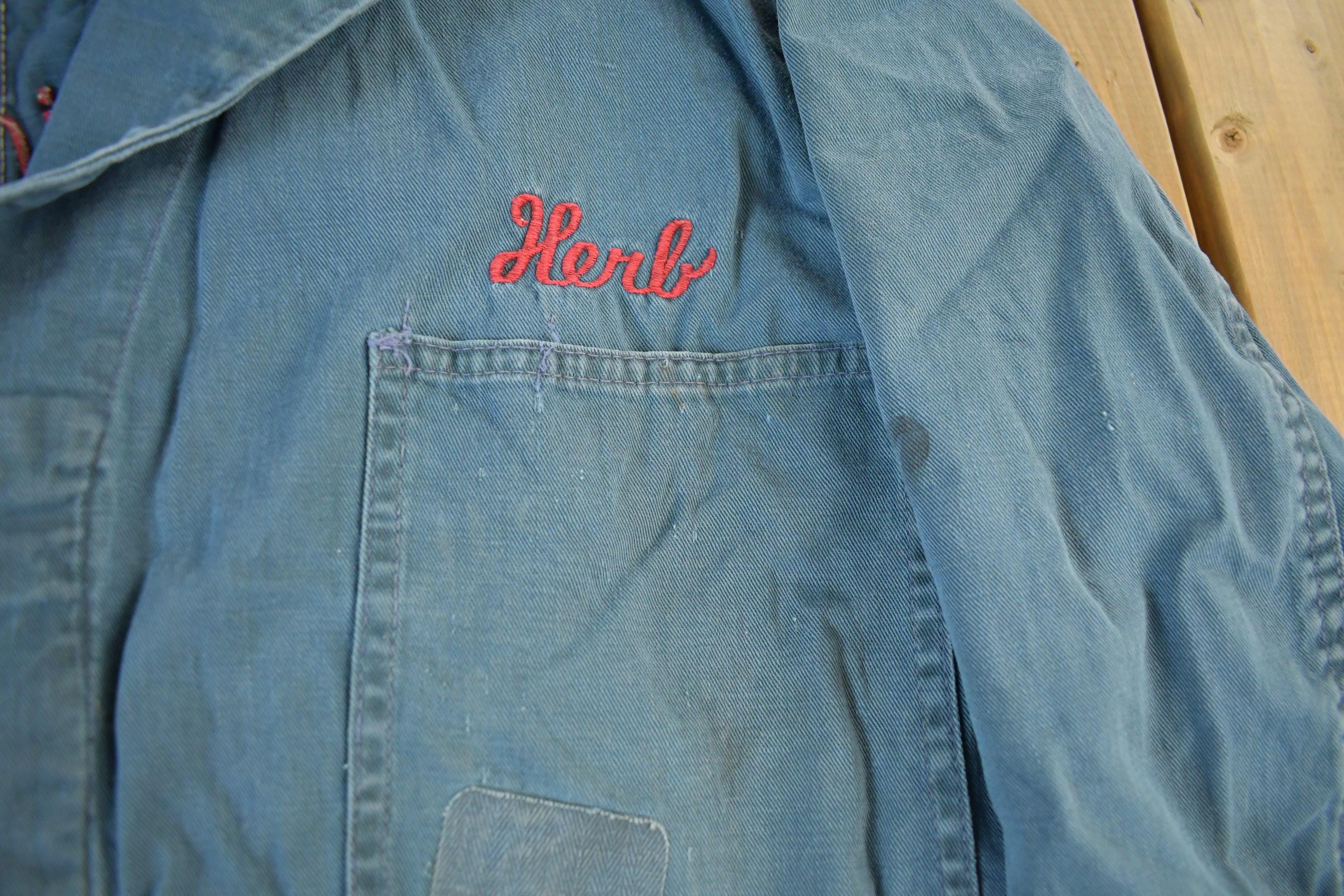 Vintage 1950s 1960s Reynolds Garage Mechanic Shop Coat Light Jacket Men's 44