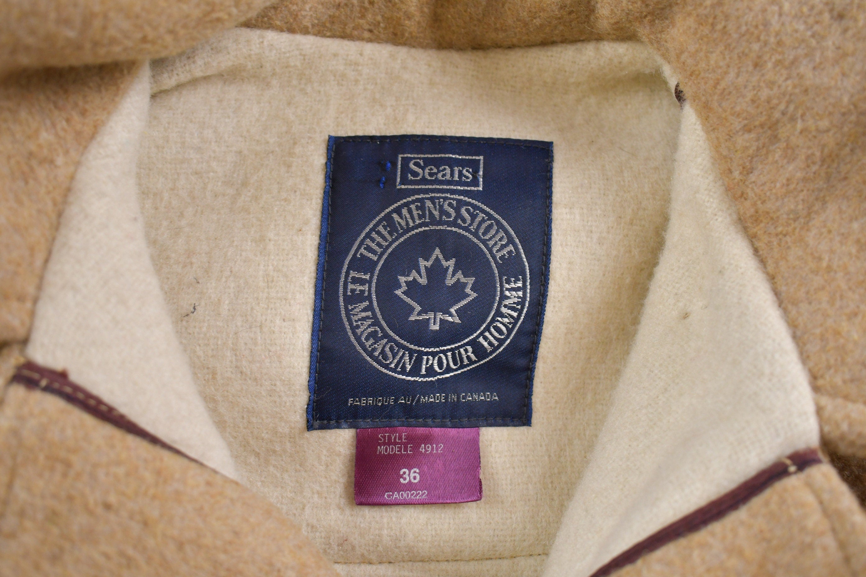 Vintage 1980s Sears Men's Wool Toggle Coat