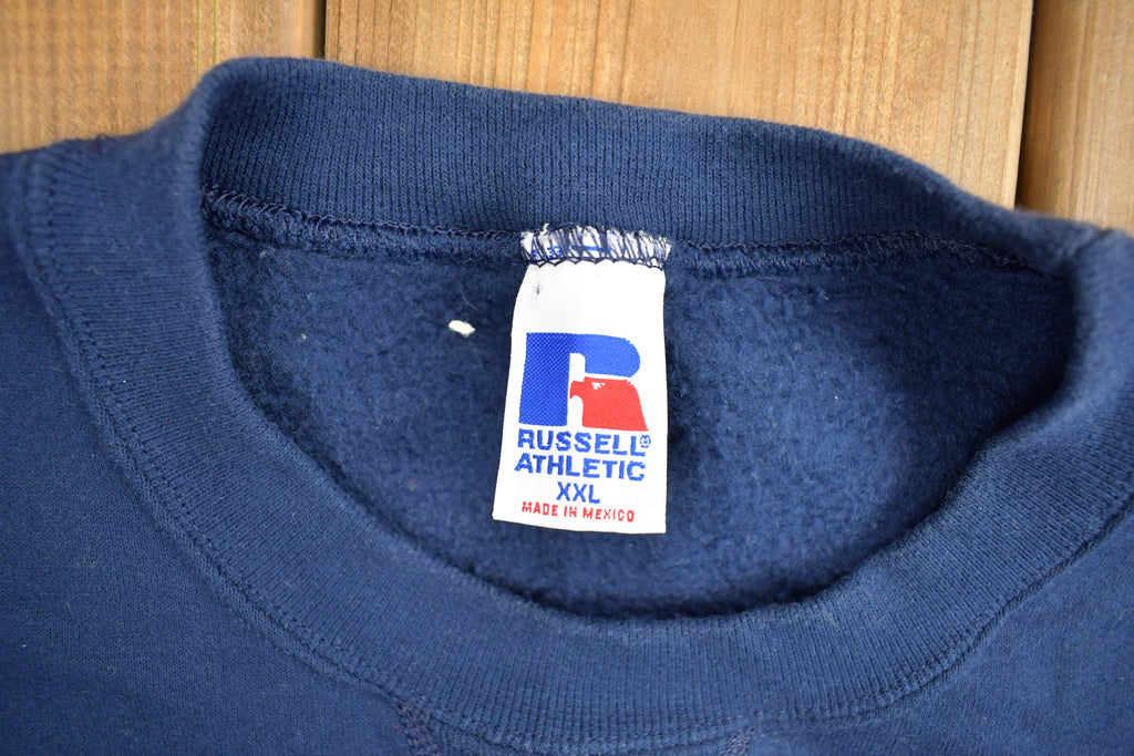 Vintage 1990s Navy Blue Russell Athletics Blank Crewneck Sweatshirt