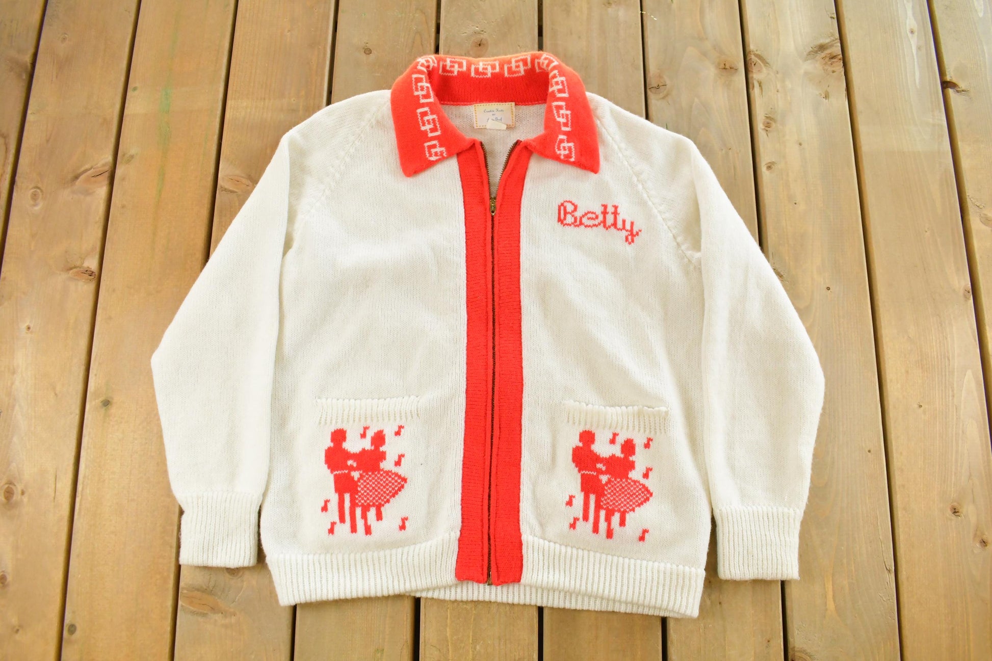 Vintage 1960s Creative Knits By Judy Graf Knit Full Zip Sweater Women's Medium  True Vintage  Outdoors  Vintage Knit  Music