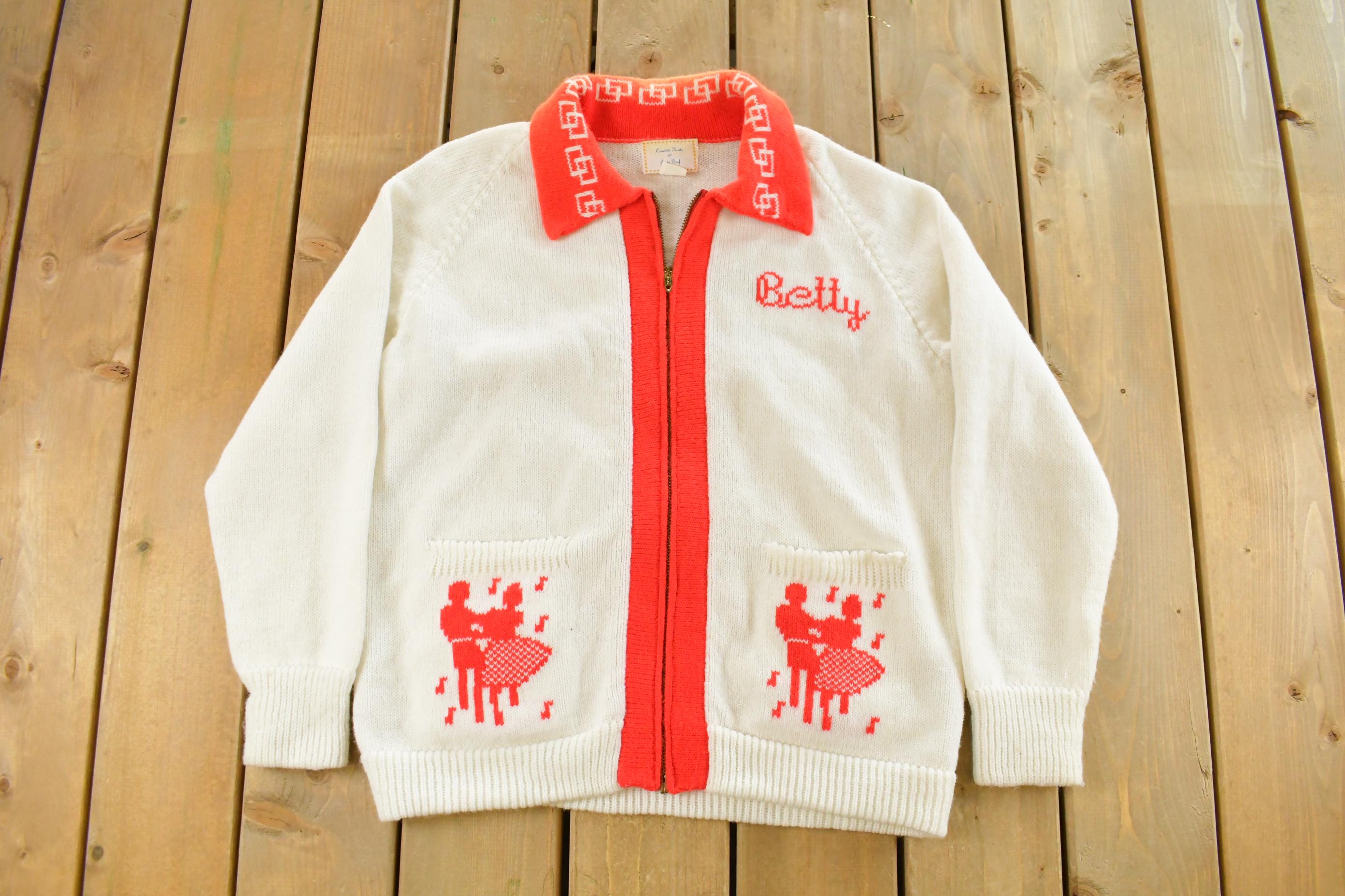 Vintage 1960s Creative Knits By Judy Graf Knit Full Zip Sweater Women's Medium /