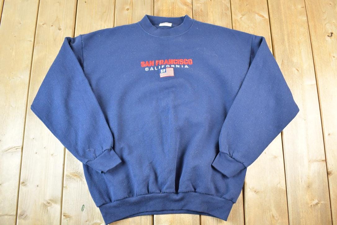 Vintage 1990s San Francisco Embroidered Crewneck Sweatshirt Mens M L