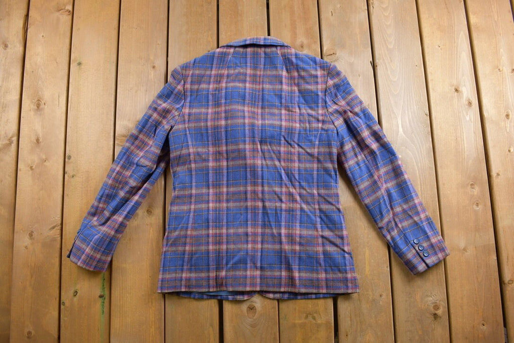 Vintage 1970s Pendleton Plaid Button Up Blazer Jacket Size 12