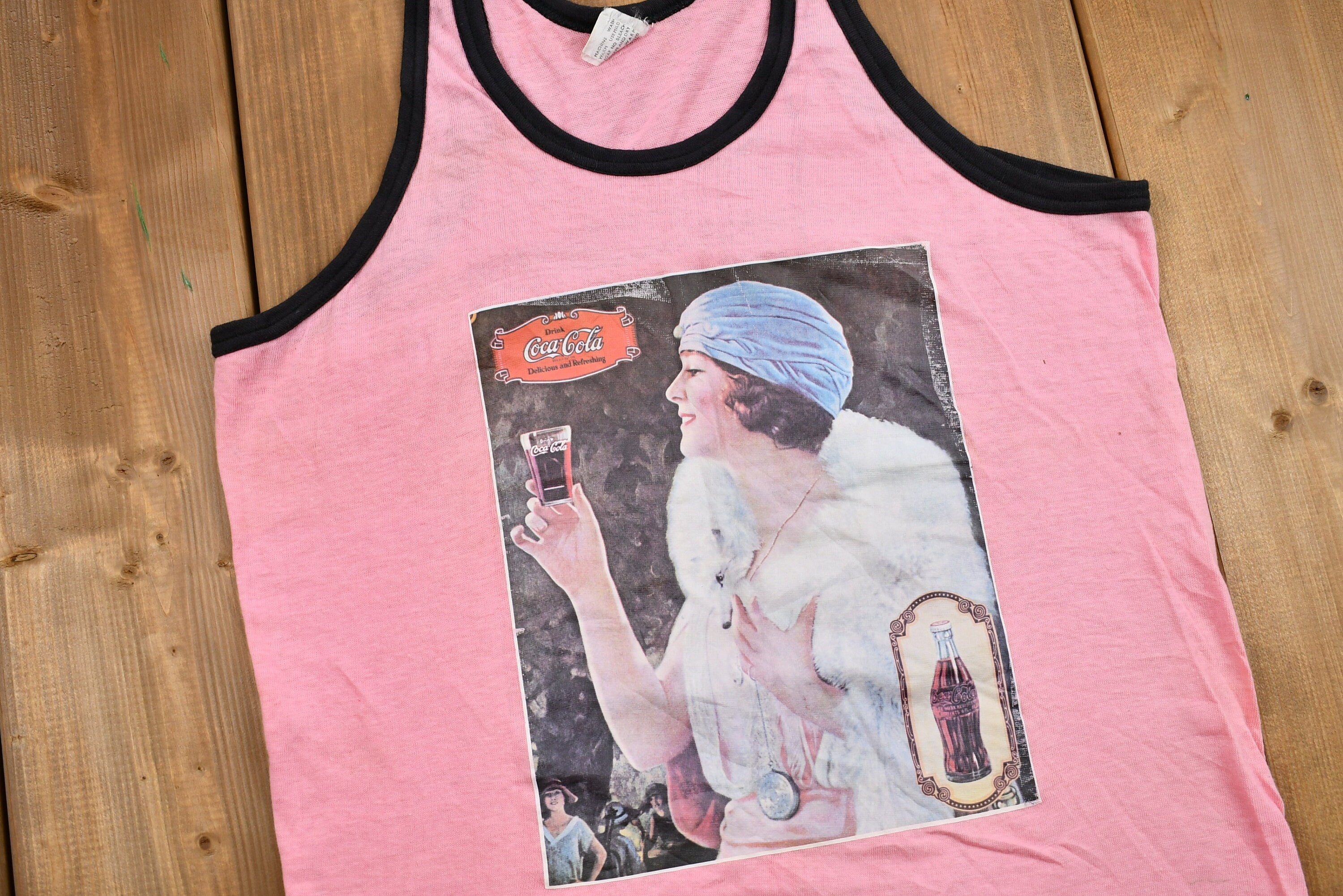 Vintage 1980s Coca-Cola Antique Ad Graphic Tank Top