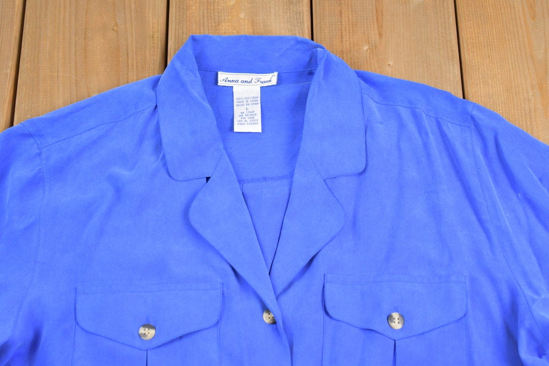 Vintage 1990s Anna and Frank Silk Button Up T- Shirt