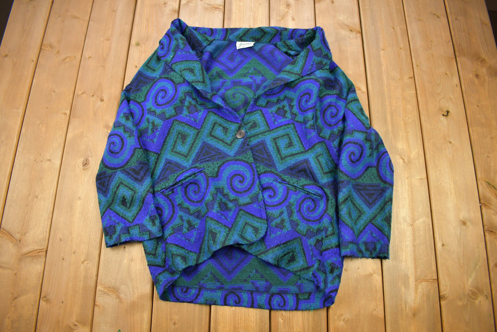 Vintage 1990s Joana Abstract Button Up Blazer Sweater