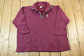 Vintage 1990s Floral Quarter Zip Collared Sweatshirt Made In USA