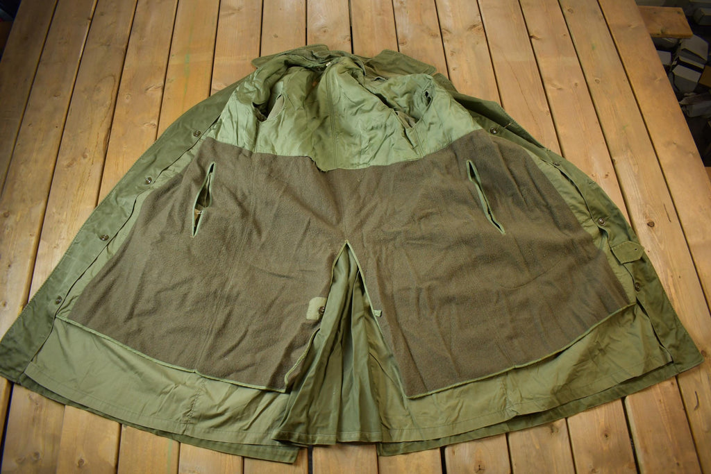 Vintage 1950S Military OG 107 Trench Coat with Liner