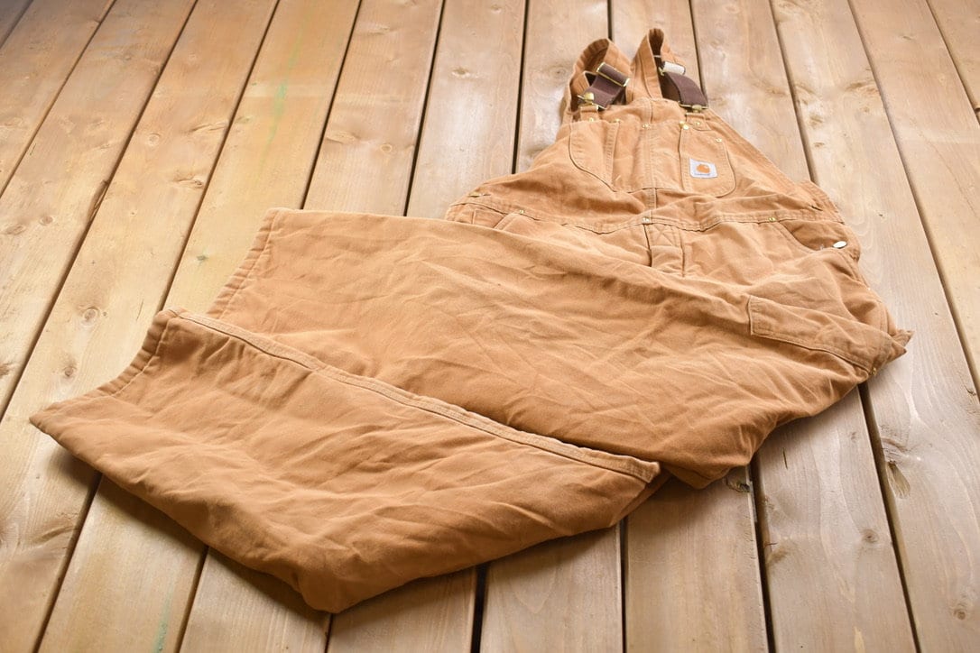 Vintage 1990s Carhartt Double Knee Canvas Overalls Size 42 Large