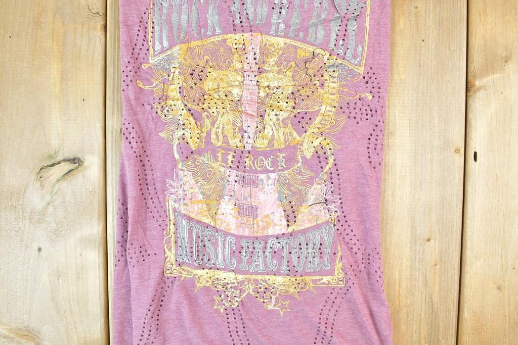 Women Vintage Rock And Rebel Y2K Tank Top / Vigoss Grunge Skull Print / Contrast Stitch / Internet Famous Clothing / Over Dyed