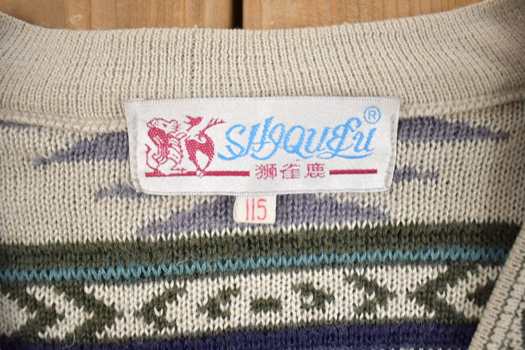 Vintage 1980s Shiquelu 3D Knitted V Neck Sweater
