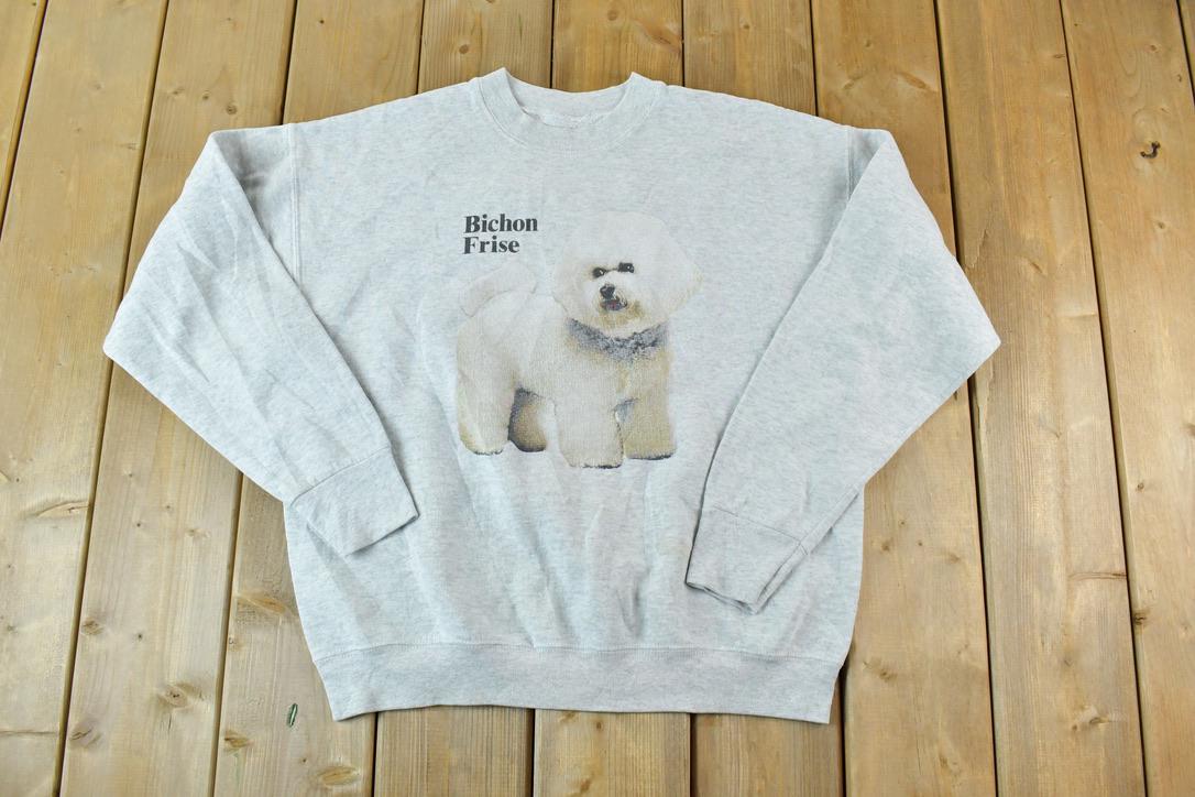 Vintage 1990s Cute Bichon Frise Heavyweight Crewneck Sweater