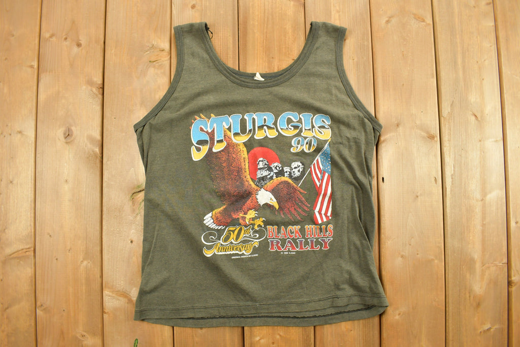 Vintage 1990 Sturgis Bike Rally T-Shirt  Biker Shirt  90s Tank Top  Americana  American Vintage  Retro  50th Anniversary  Black Hill