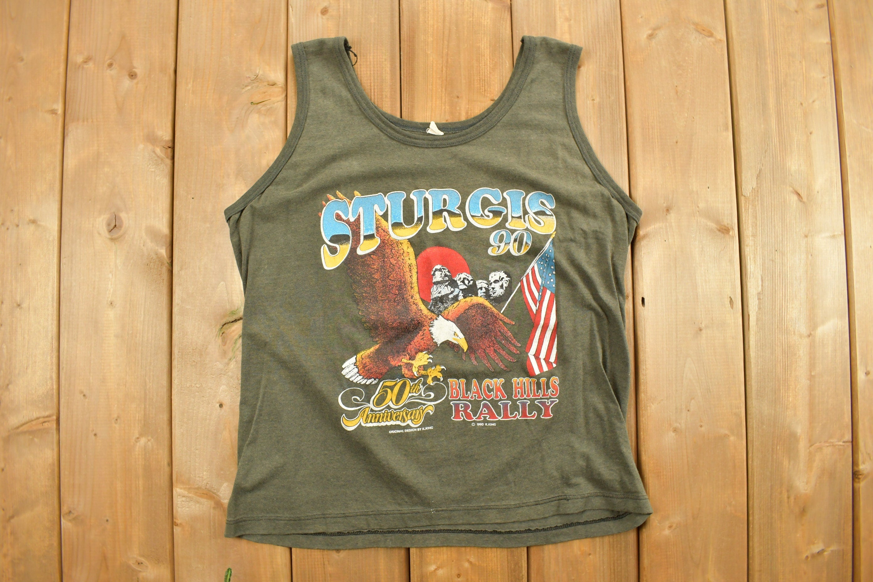 Vintage 1990 Sturgis Bike Rally T-Shirt  Biker Shirt  90s Tank Top  Americana  American Vintage  Retro  50th Anniversary  Black Hill