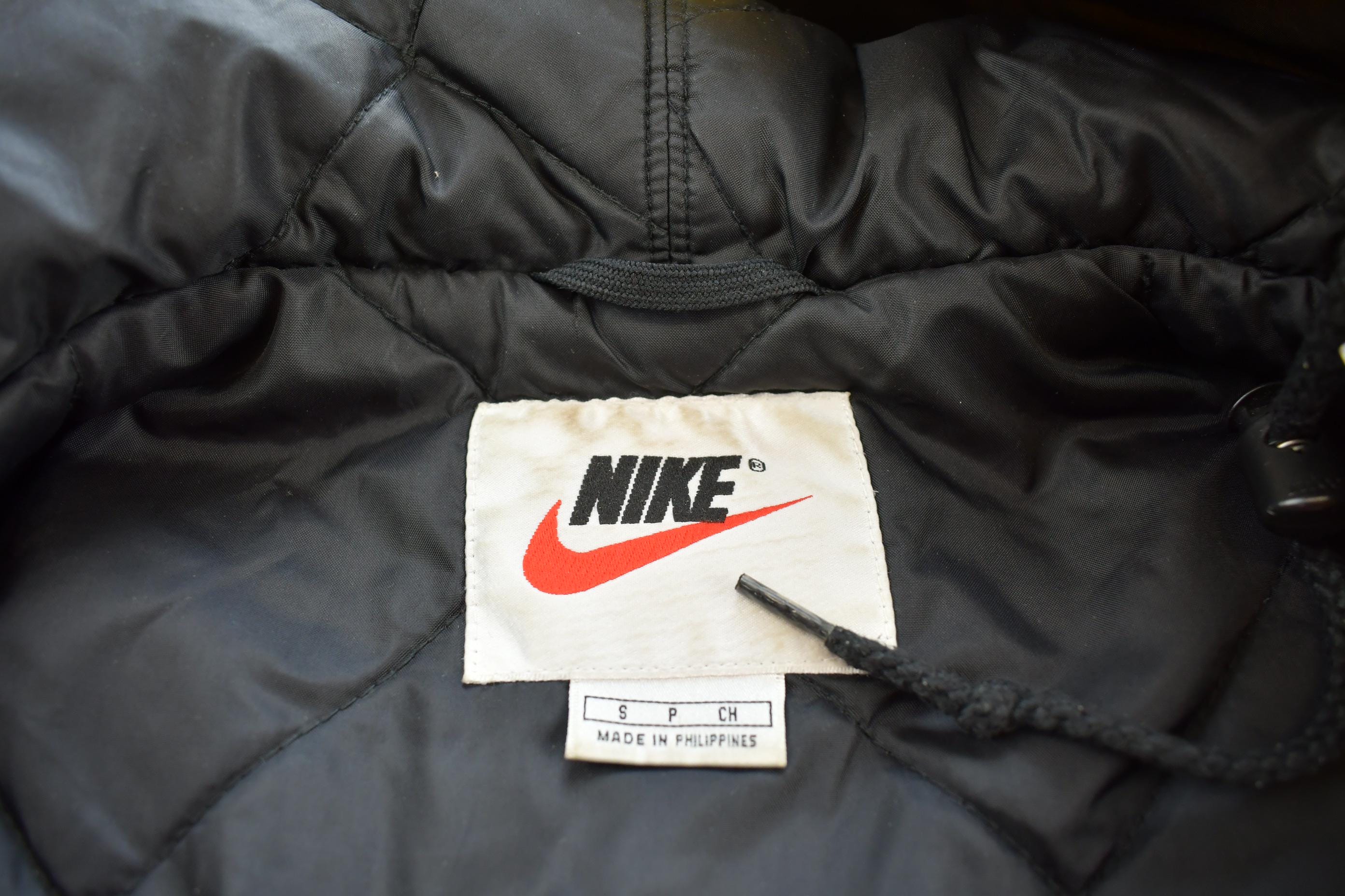 Vintage 1990s Nike Long Yellow Embroidered Jacket Big Swoosh