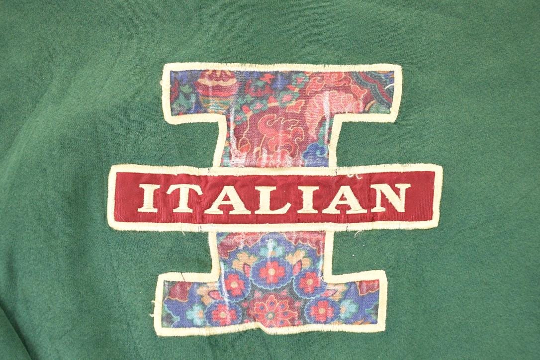 Vintage 1990s Italian Big L Patch Crewneck Sweatshirt Men's L