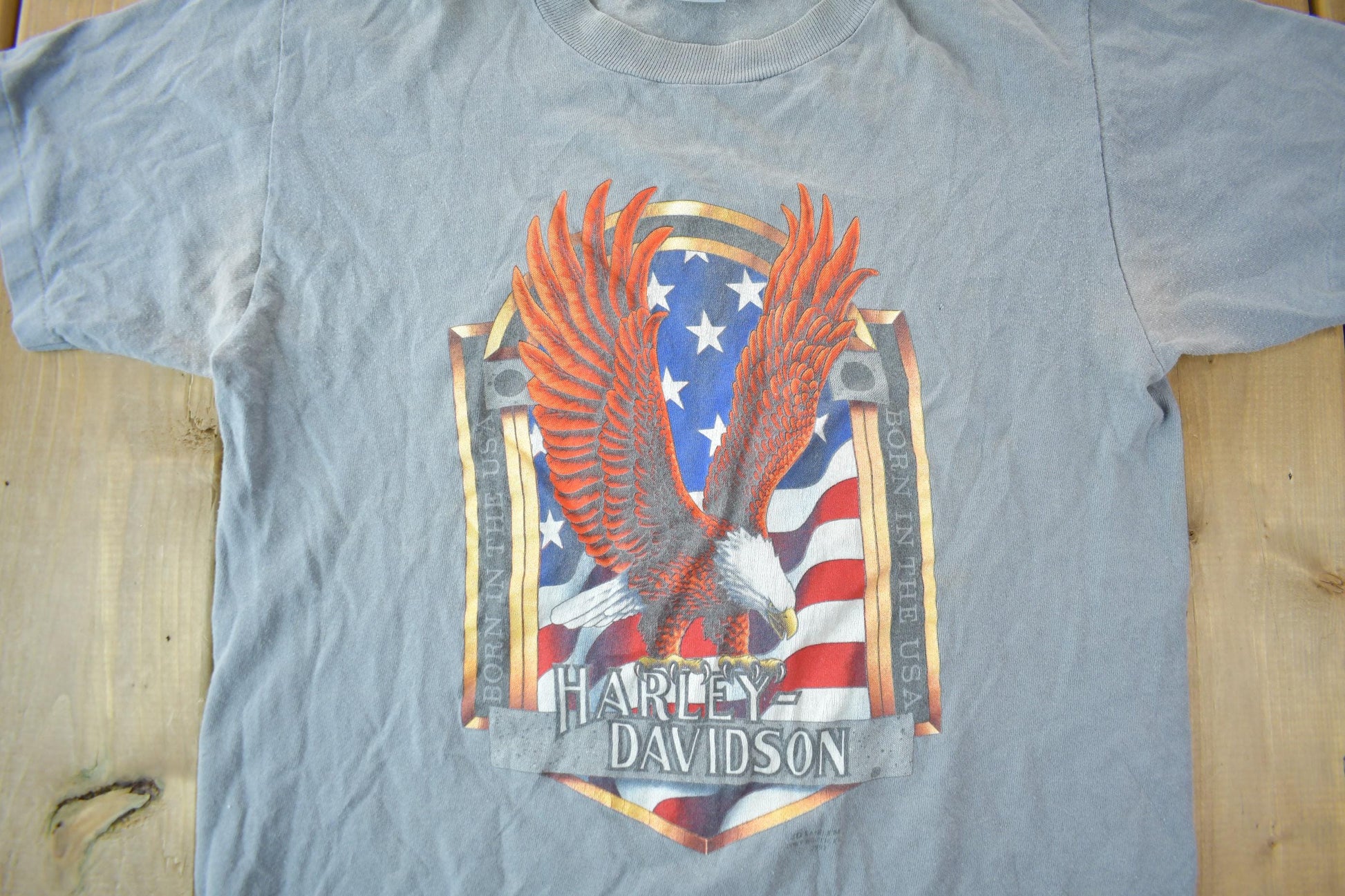 Vintage 1992 Harley Davidson 3D Emblem Bald Eagle T-Shirt