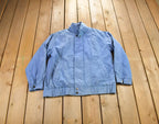 Vintage 1990s Rene De France Blue Satin Bomber Jacket