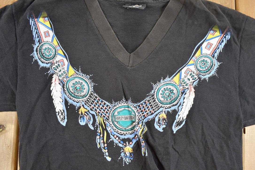 Vintage 1990s Beartooth Harley Davidson Aztec Motorcycle Souvenir T-Shirt