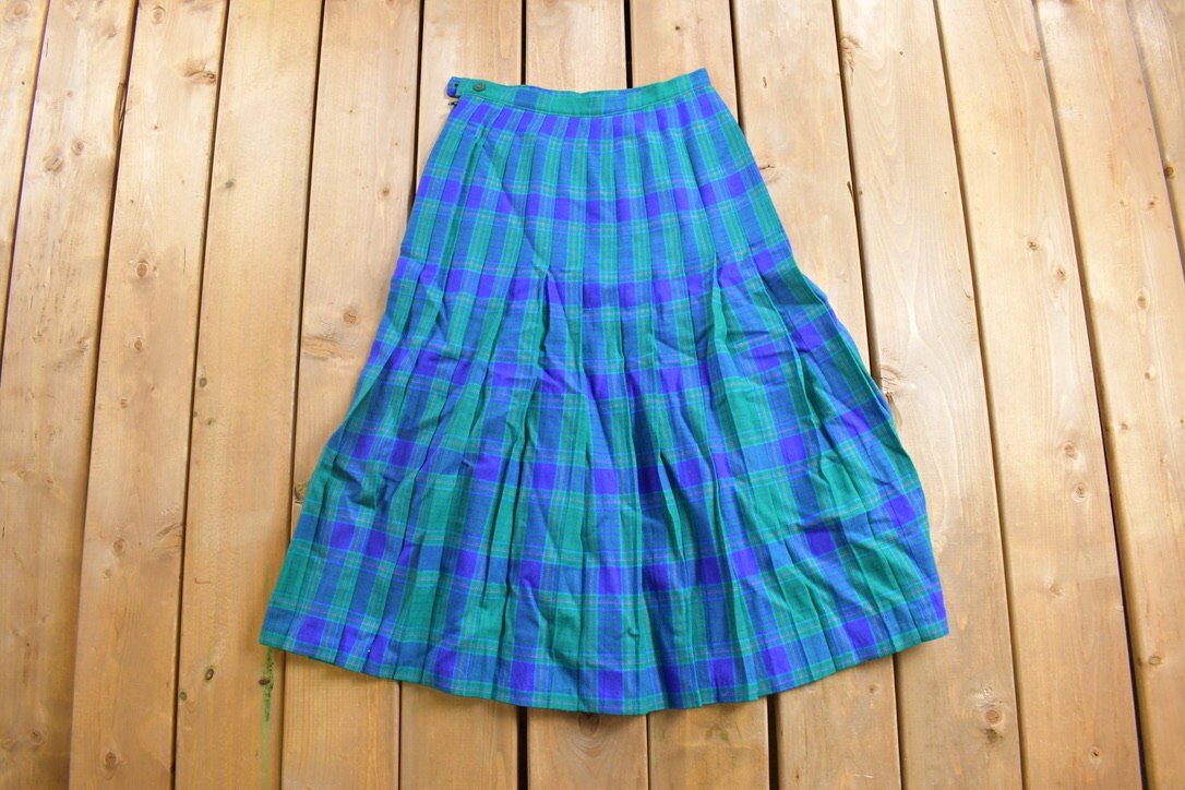 Vintage 1970s Pendleton Plaid Skirt Size 26 x 30