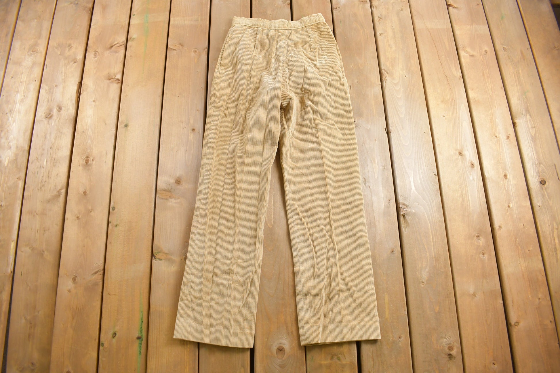 Vintage 1970s Beige Corduroy Trousers Size 25 x 29.5