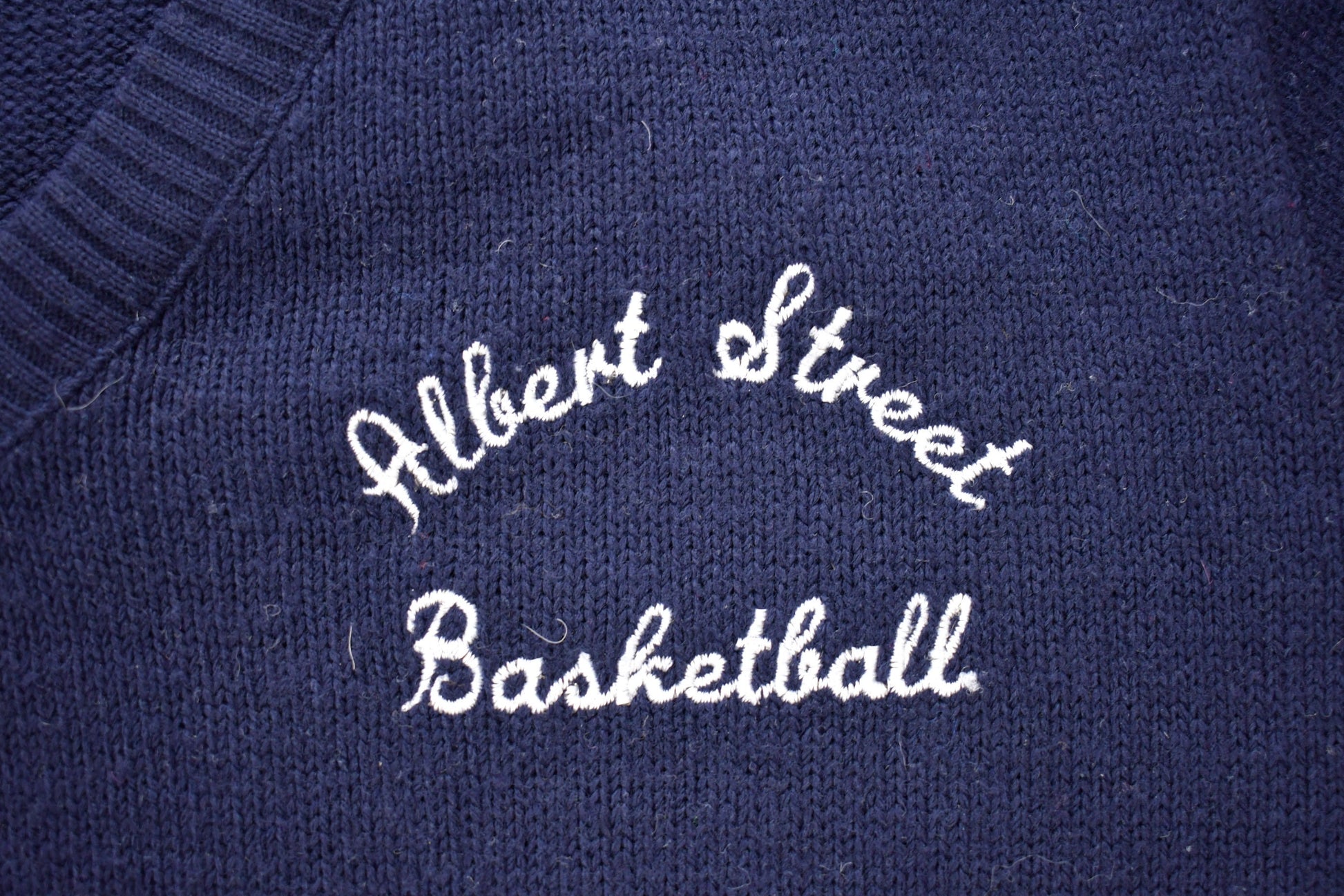 Vintage 1980s Albert Street Basketball V-Neck Knitted Sweater