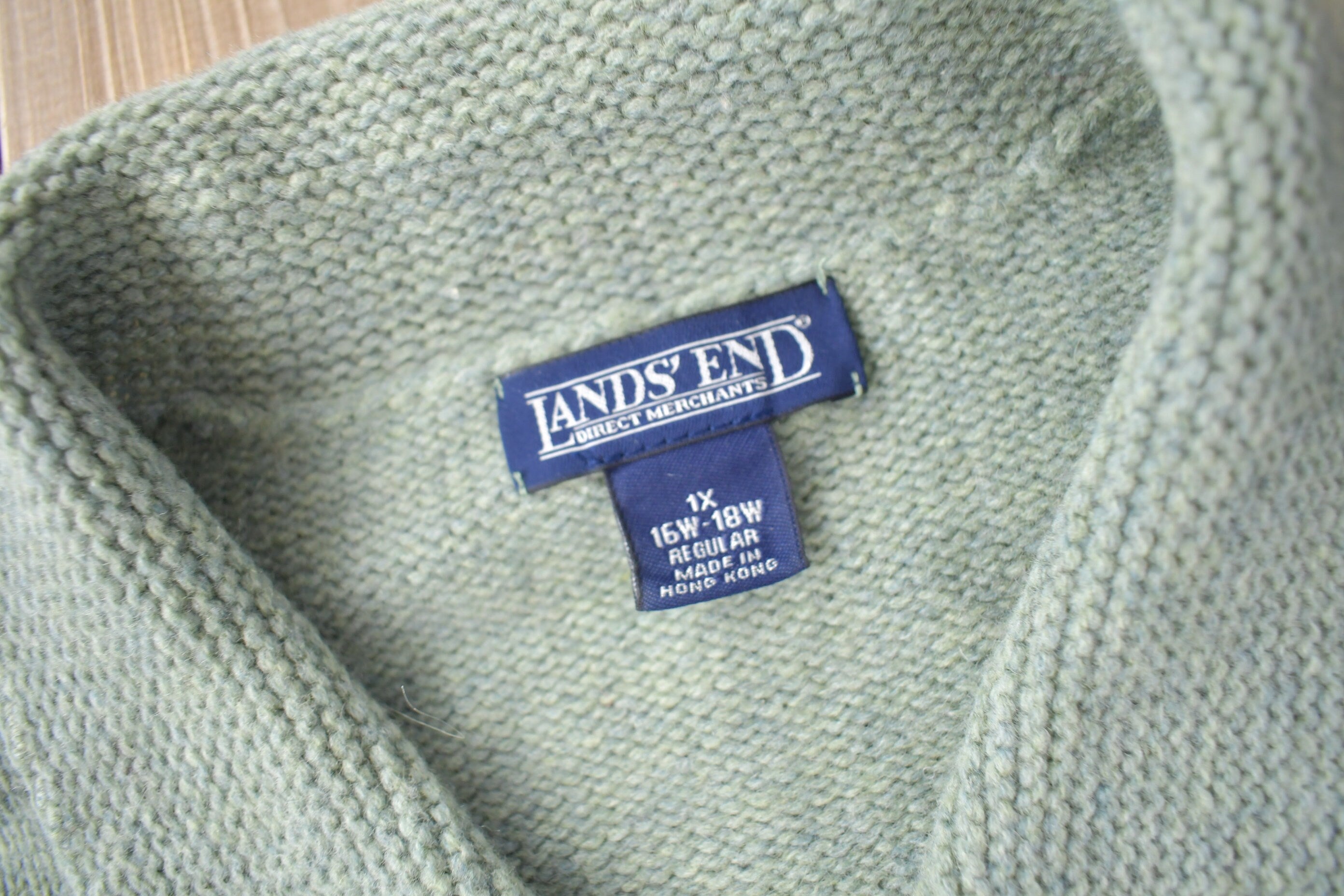 Vintage 1990s Lands End Knit Zip Up Sweater