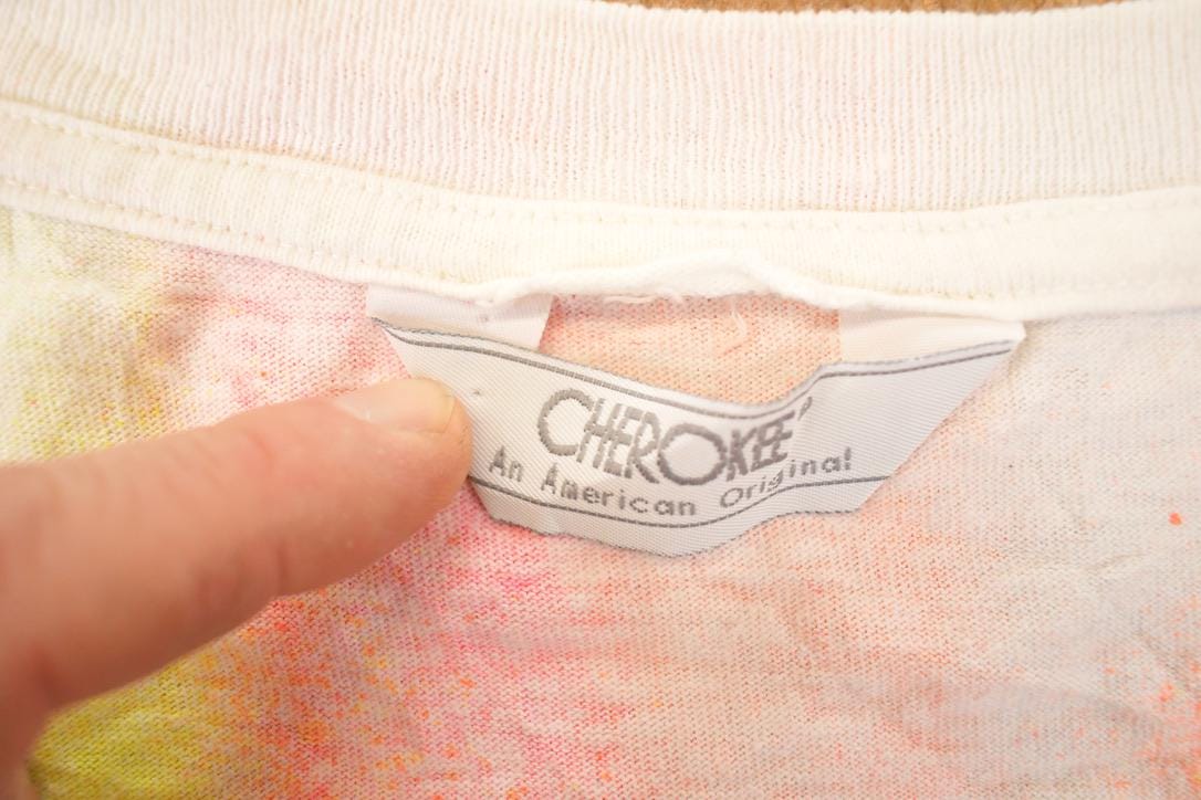 Vintage 1990s Cherokee Neon Plaid Souvenir T-Shirt Men's L