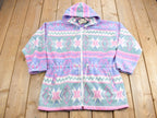 Vintage 1990s All Over Pattern Hooded Fleece Sweater