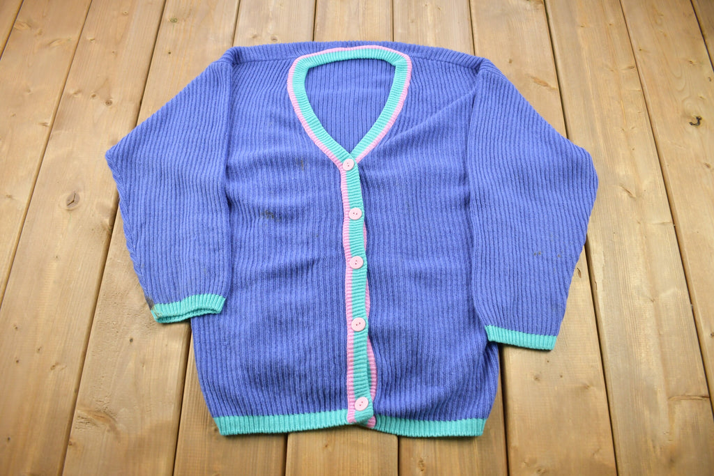 Vintage 1990s Cute Grandma Pastel Knitted Cardigan Sweater
