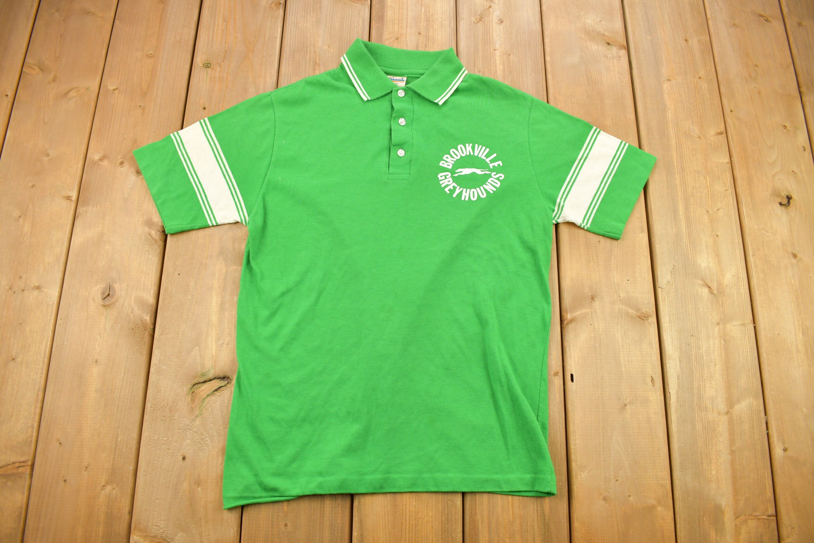 Vintage 1980s Brookville Greyhounds Graphic Polo Shirt