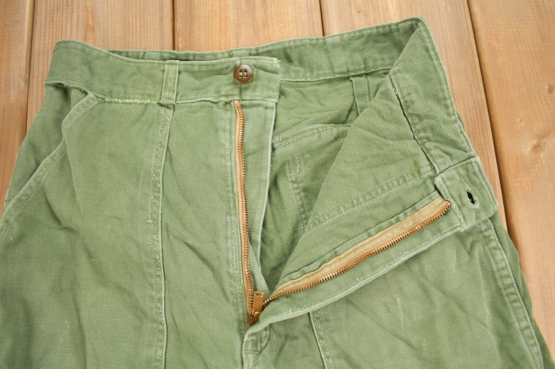 Vintage 1970s OG 107 Green Khaki Army Pants Size 28 x 30