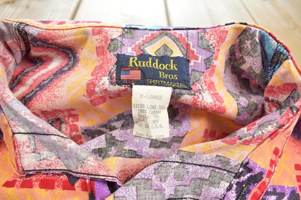 Vintage 1980s Ruddock Bros Abstract Pattern Button Up Shirt Made In USA