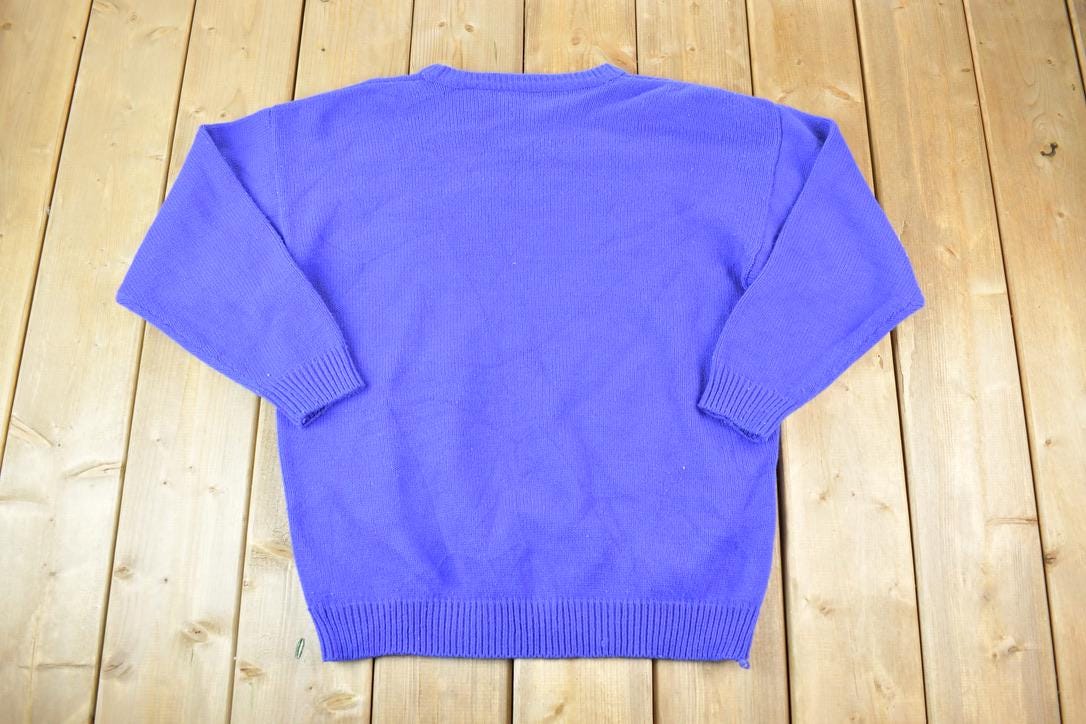 Vintage 1990s Separate Scene Knit Neon Abstract Pattern Crewneck Sweater Made In 90s Crewneck