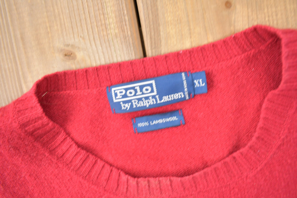 Vintage 1990s Polo Ralph Lauren Red Knit Sweatshirt