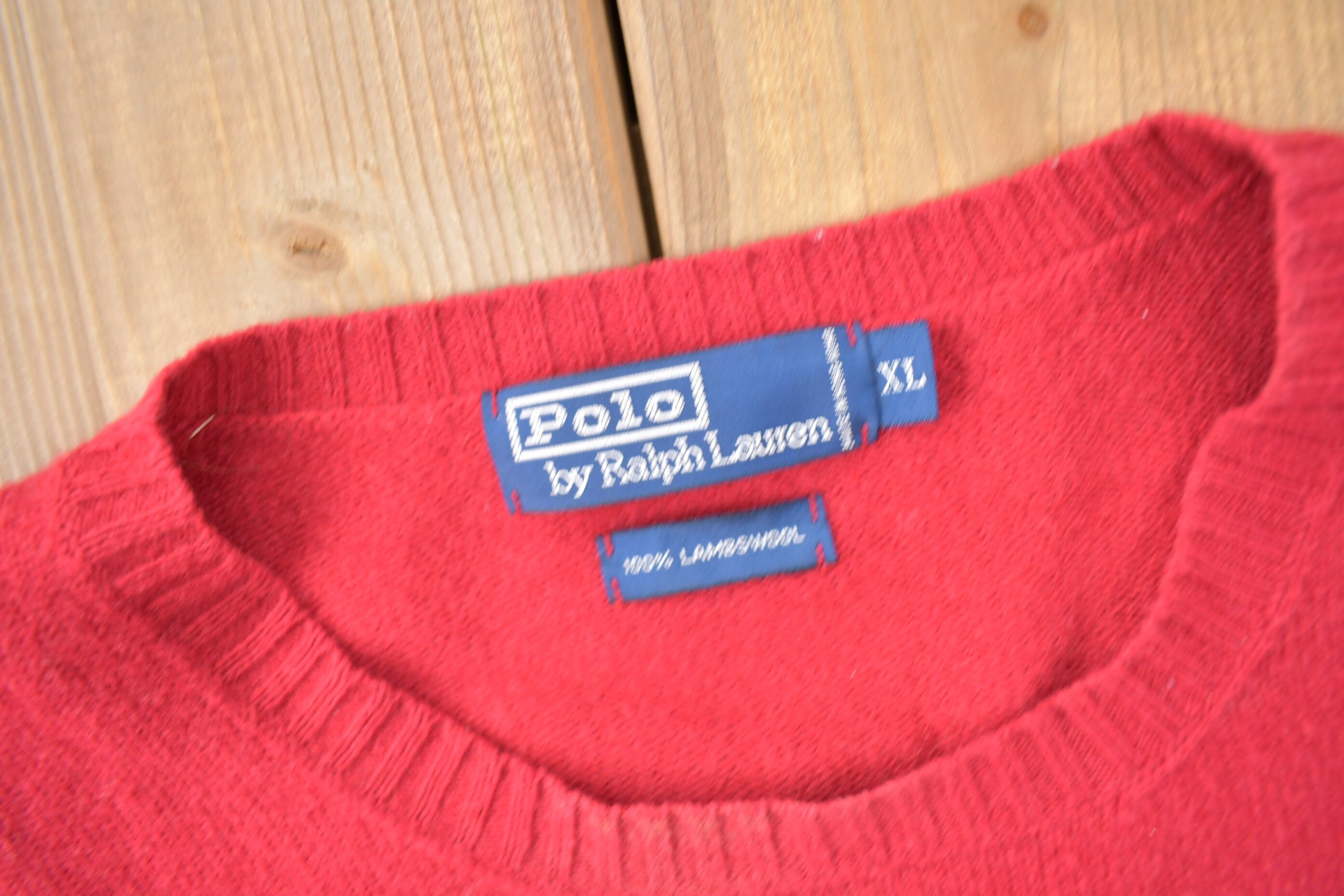 Vintage 1990s Polo Ralph Lauren Red Knit Sweatshirt
