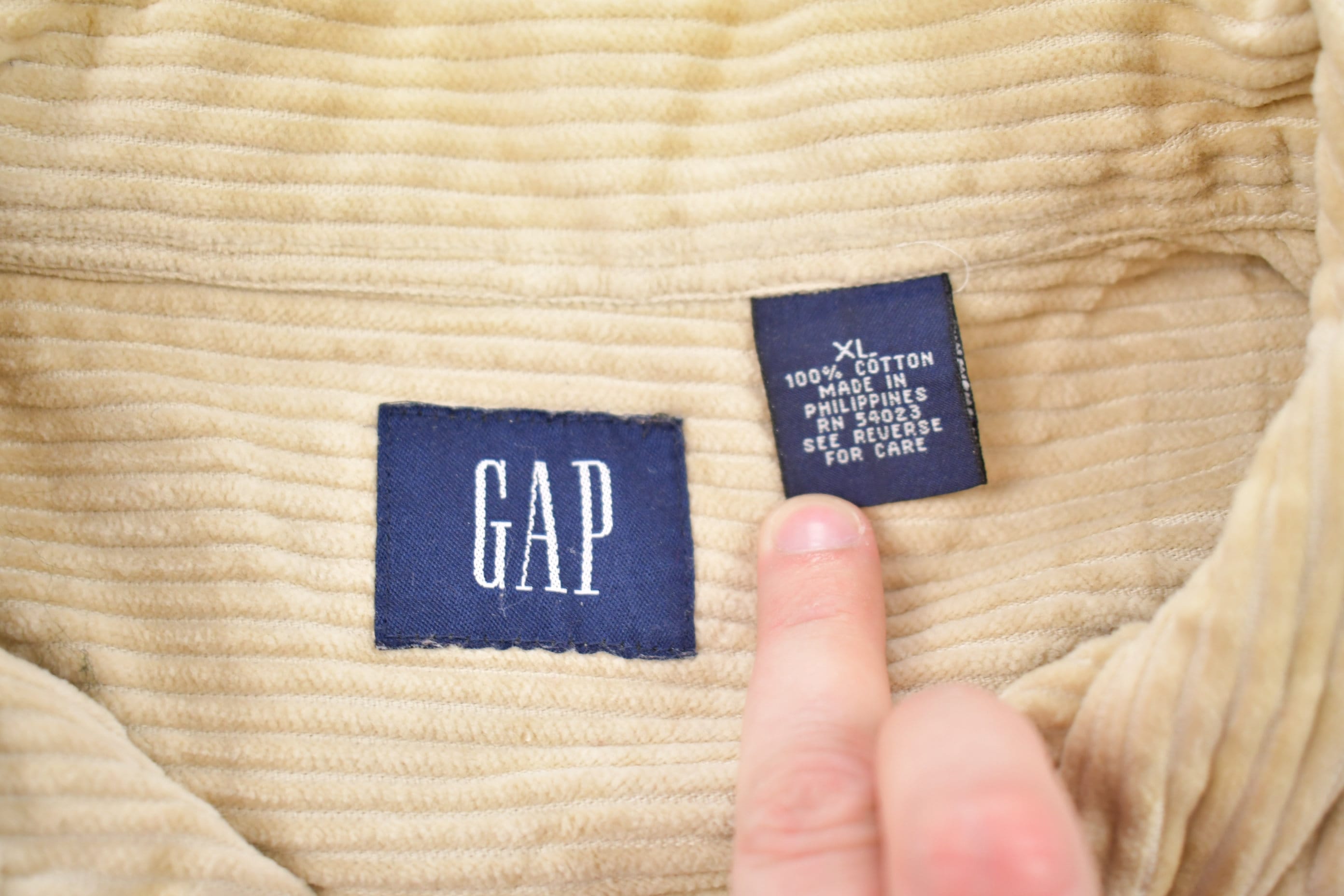 Vintage 1990s Gap Blank Corduroy Zip Up Shirt