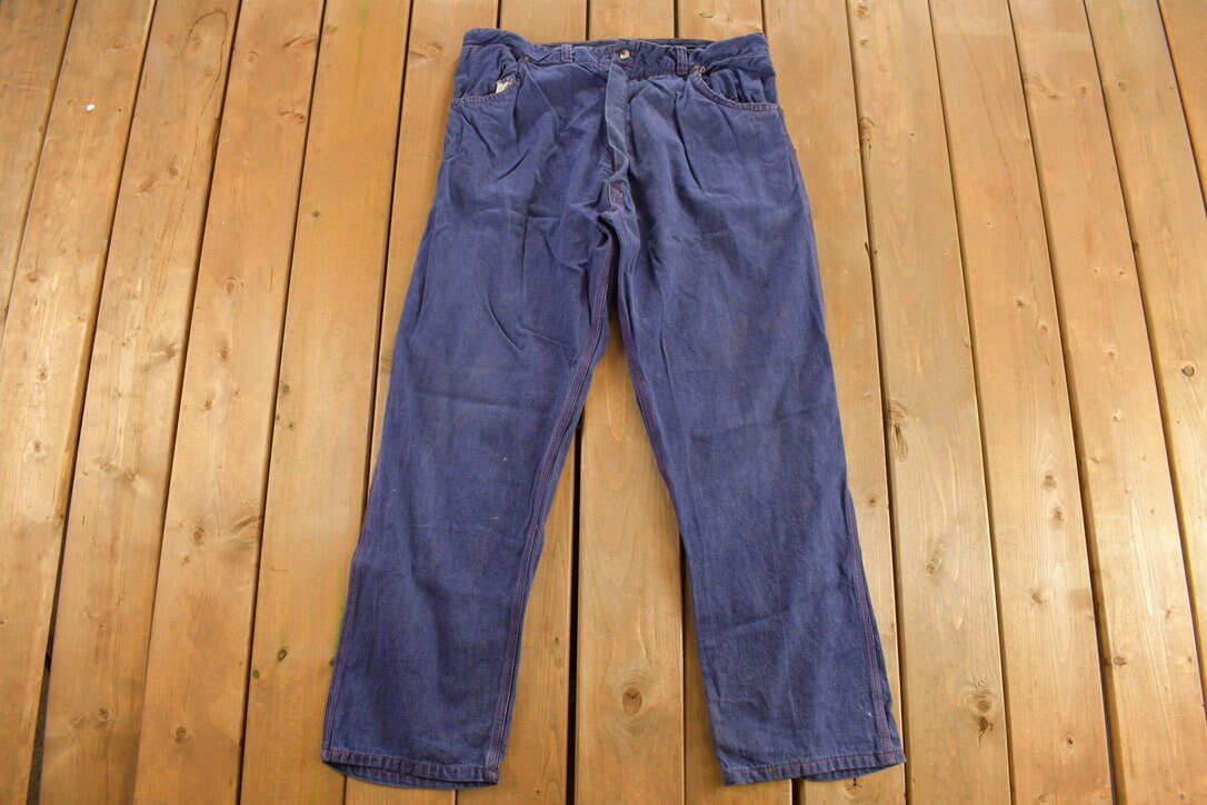 Vintage 1970s Blue Trouser Pants Size 38 X 31