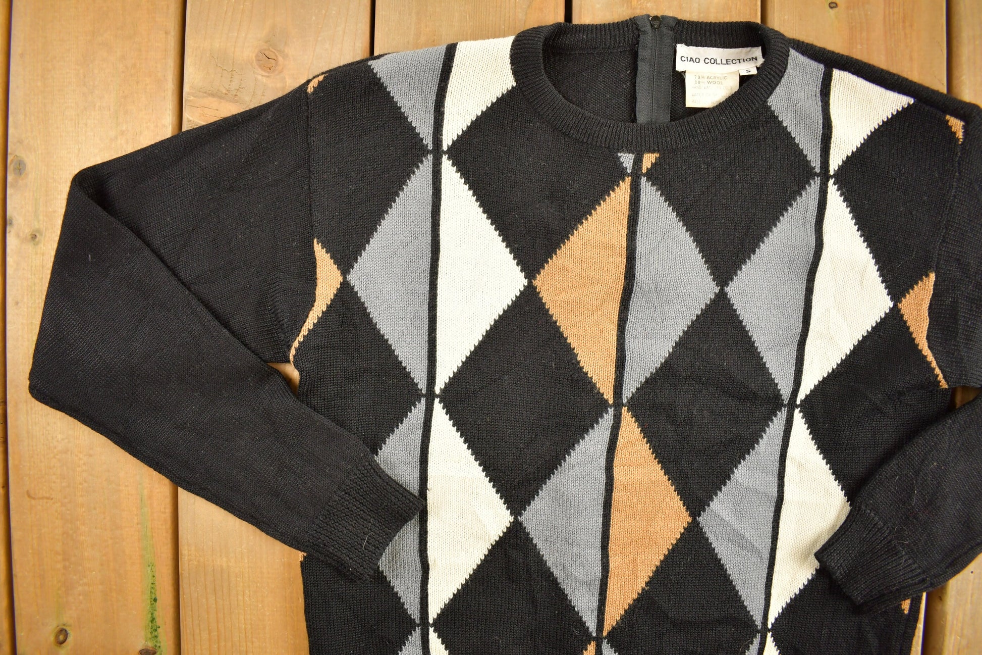 Vintage 1990s Ciao Collection Knit Argyle Sweater